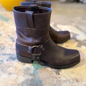 Frye Brown Leather Harness Boots